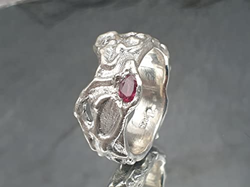 LeoLars-PABE Rubin Design Ring, 925er Silber, Gr. 60, Organic Design, Rubin unbehandelt, Unikat, Handarbeit