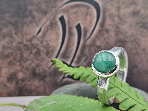 LeoLars-PABE Aventurin Ring, Gr.60 (19), aus 925er Silber, gehämmert, mit Glitzer, Unikat, Handarbeit
