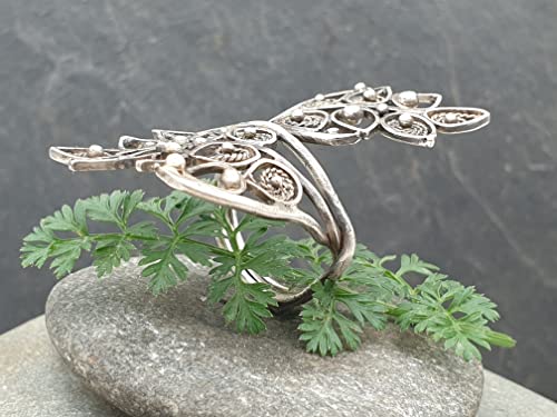 LeoLars-PABE Großer Elfen Wald Filigree Ring, Gr. 58, aus 925er Silber, teilgeschwärzt, Unikat, Handarbeit