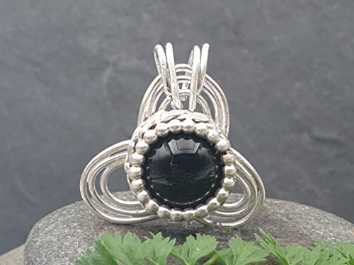 LeoLars-PABE Magischer Onyx Anhänger aus 925er Silber, Hexen Anhänger, Galeriefassung, Unikat, Handarbeit