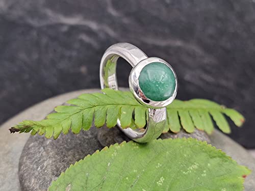 LeoLars-PABE Aventurin Ring, Gr.60 (19), aus 925er Silber, gehämmert, mit Glitzer, Unikat, Handarbeit