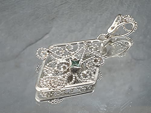 LeoLars-PABE Hellblauer Turmalin Filigree Anhänger, 925er Silber, Traditionell und Modern, Unikat, Handarbeit