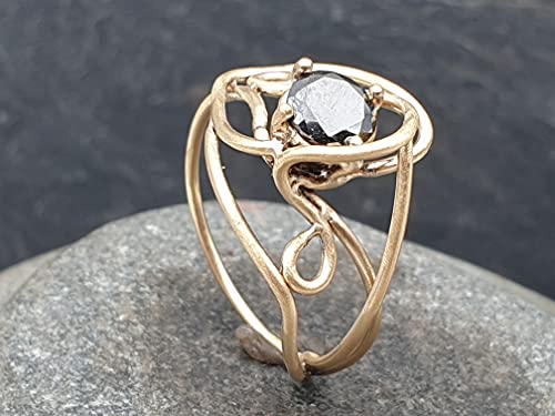 LeoLars-PABE Schwarzer Diamant 1.39ct. Ring Gr.57 aus 750er Gold, verspielt, zart, Golddraht, Unikat, Handarbeit