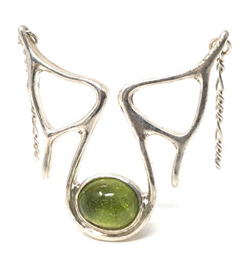Turmalin Anhänger, 925er Silber, Grüner Turmalin, Cabochon, Unikat, Handarbeit