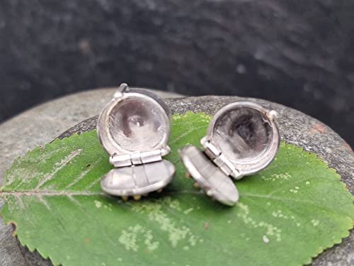 Ohrstecker mit Geheimfach aus 925er Silber und Feingold Elementen, magisch, mit Verriegelung, teilgeschwärzt, Unikat, Handarbeit