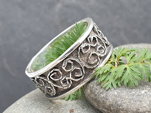 LeoLars-PABE Magischer 925er Silber Ring, Gr. 60, mit Filigree Elementen, teilgeschwärzt, Unikat, Handarbeit