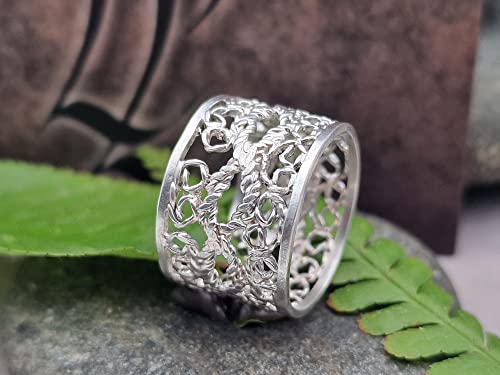 LeoLars-PABE Feiner Filigree Design Ring, Gr.55 (17.5), aus 925er Silber, aufwendig, einzigartig und stabil, Unikat, Handarbeit