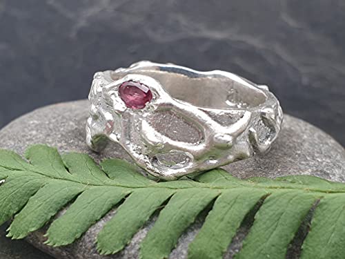 LeoLars-PABE Rubin Design Ring, 925er Silber, Gr. 60, Organic Design, Rubin unbehandelt, Unikat, Handarbeit