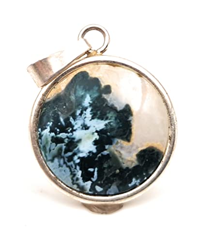 LeoLars-PABE Blauer Federachat Anhänger aus 925er Silber, Achat, blau-weiß, schlicht, Anhänger 22mm x 18mm x 3.5mm, Unikat, Handarbeit