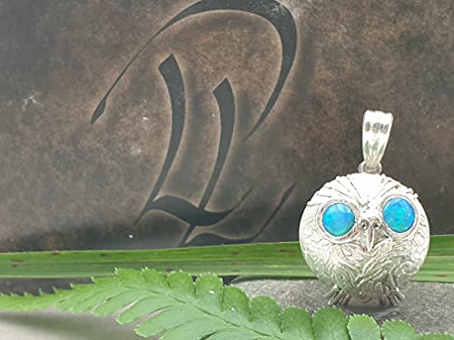 LeoLars-PABE Lightning Ridge Chrystal Opal Anhänger Eule Friedbert aus 925er Silber, Unikat, Handarbeit