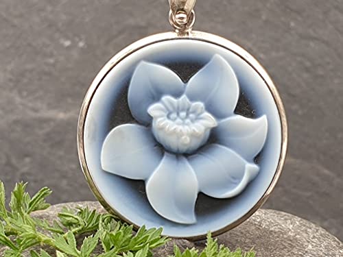 LeoLars-PABE Achat Gemme Blume Anhänger aus 925er Silber, Anhänger 29x25.7x3.3mm