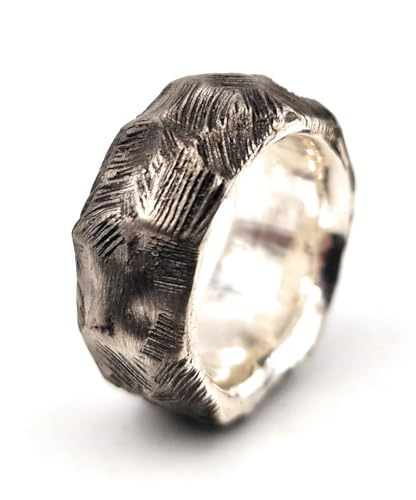LeoLars-PABE Design Ring, Gr.56 (17,8), aus 925er Silber im Felsenlook, grob, rauh, massiv, wie ein Stein, teilgeschwärzt, Unikat, Handarbeit