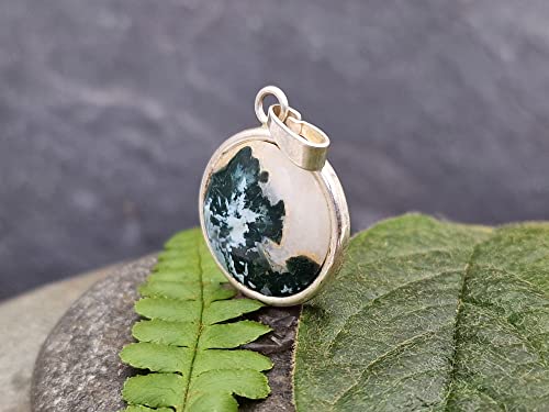 LeoLars-PABE Blauer Federachat Anhänger aus 925er Silber, Achat, blau-weiß, schlicht, Anhänger 22mm x 18mm x 3.5mm, Unikat, Handarbeit