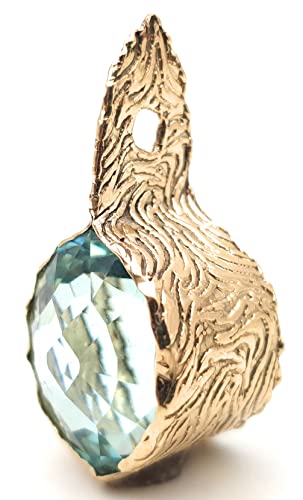 LeoLars-PABE GEM Swiss Blue Topas Anhänger aus 585er Gold, Blautopas 13.48 ct. Structure Design, Unikat, Handarbeit