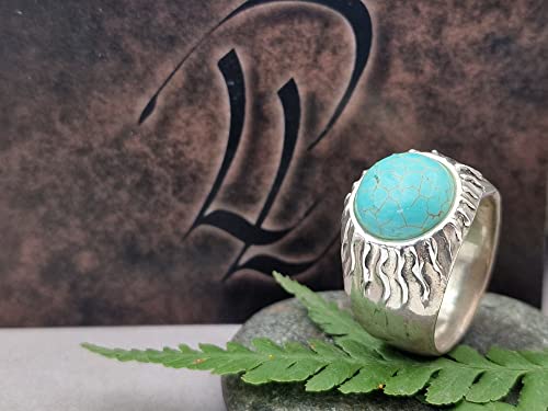 LeoLars-PABE Howlith Design Ring, Gr.59 (19), aus 800er Silber, Sonne, Sonnenkranz, Massiv, Unikat, Handarbeit