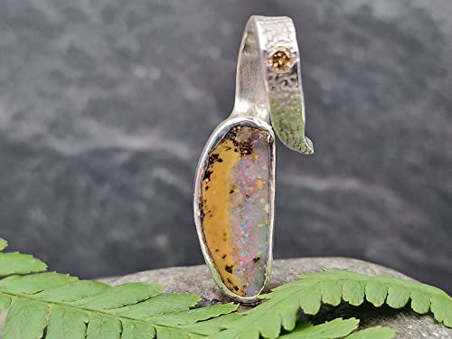 LeoLars-PABE Boulder Opal Design Anhänger aus 925er Silber mit hellbraunem Brillianten, Structure Design, Unikat, Handarbeit
