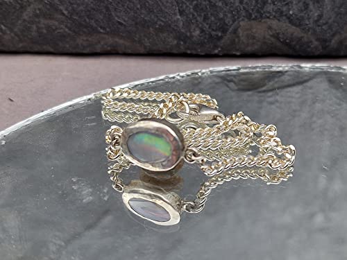 LeoLars-PABE Lightning Ridge Opal Armband aus 925er Silber, Opal Mehrfarbig 7.8x6mm 19cm lang mit Panzerkette, Unikat, Handarbeit