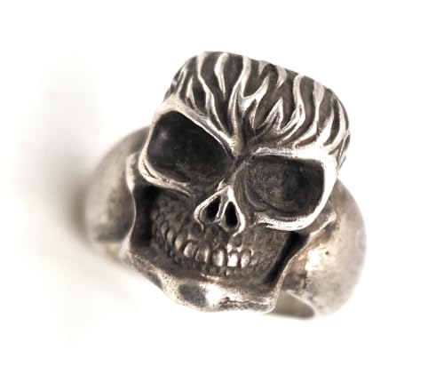 LeoLars-PABE Totenkopf Design Unisex Ring ala' Ghost Rider, Gr. 60 (19), aus 925er Silber, eigenes Design, massiv, teilgeschwärzt, Unikat, Handarbeit