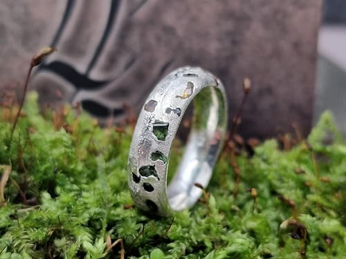 LeoLars-PABE Sandguss Design Ring mit eingegossenen verschieden farbigen Saphiren, Gr.57 (18,2), aus 925er Silber, Unikat, Handarbeit