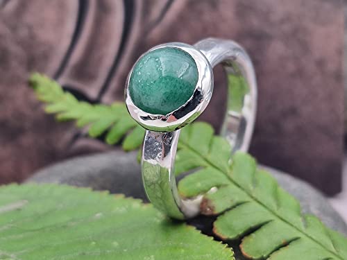 LeoLars-PABE Aventurin Ring, Gr.60 (19), aus 925er Silber, gehämmert, mit Glitzer, Unikat, Handarbeit