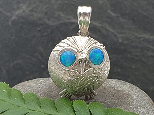 LeoLars-PABE Lightning Ridge Chrystal Opal Anhänger Eule Friedbert aus 925er Silber, Unikat, Handarbeit