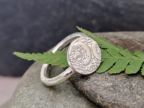LeoLars-PABE 925er Silber Ring, Gr.57 ( 18.2 ), Strudture Design Platte, geprägt, gehämmert, Unikat, Handarbeit
