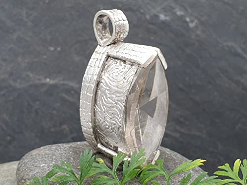 LeoLars-PABE Stylischer Rutil Rauchquarz Design Anhänger, 925er Silber, Spiegelschliff, versch. Muster, Unikat, Handarbeit
