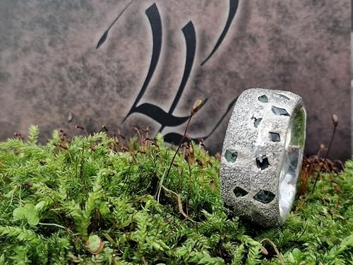 LeoLars-PABE Massiver Saphir Sandguss Design Ring, Gr.61-62 (19,5), aus 925er Silber mit eingegossenen Saphiren, rau, natürlich, Unikat, Handarbeit