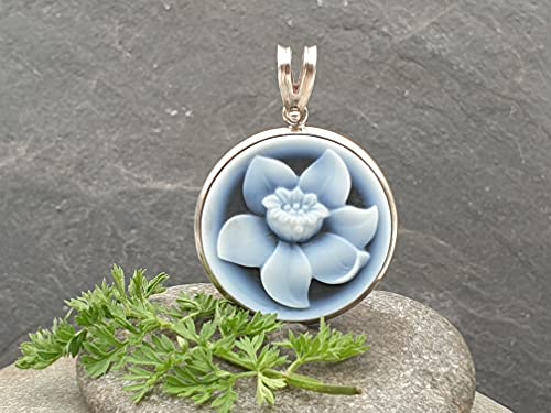 LeoLars-PABE Achat Gemme Blume Anhänger aus 925er Silber, Anhänger 29x25.7x3.3mm