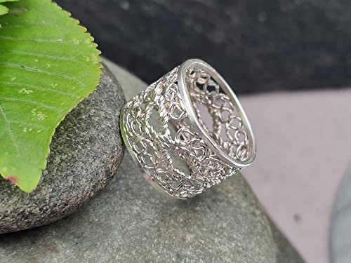 LeoLars-PABE Feiner Filigree Design Ring, Gr.55 (17.5), aus 925er Silber, aufwendig, einzigartig und stabil, Unikat, Handarbeit