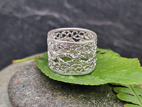 LeoLars-PABE Feiner Filigree Design Ring, Gr.55 (17.5), aus 925er Silber, aufwendig, einzigartig und stabil, Unikat, Handarbeit