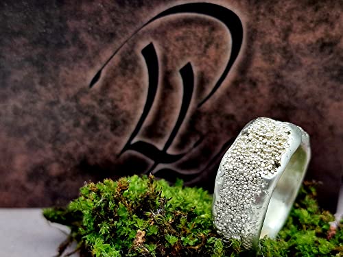 LeoLars-PABE Design Ring, Gr. 58, aus 925er Silber im Mini Perlen Design, Perloberfläche, sehr massiv, Unikat, Handarbeit