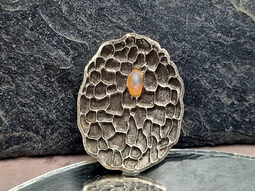 LeoLars-PABE Lightning Ridge Opal Design Anhänger aus 925er Silber mit geadertem Muster, teilgeschwärzt, aufhängung hinten, Unikat, Handarbeit