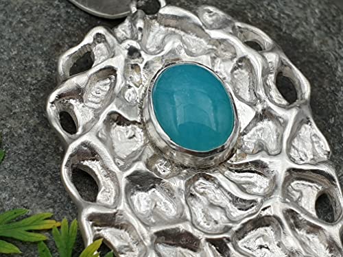 LeoLars-PABE Design Anhänger aus 925er Silber mit Amazonit und Mandarin Granat, handgefertigte Schlaufe, Unikat, Handarbeit