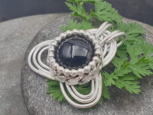 LeoLars-PABE Magischer Onyx Anhänger aus 925er Silber, Hexen Anhänger, Galeriefassung, Unikat, Handarbeit