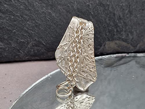 LeoLars-PABE Design Anhänger im Organic Structure Design aus 925er Silber mit zwei Ketten Elementen, Unikat, Handarbeit
