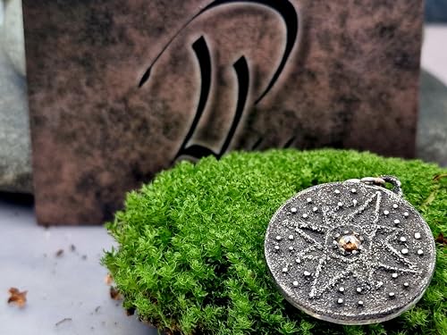 LeoLars-PABE Piraten Medaillon Design Anhänger aus 925er Silber mit braunen Diamant in Rosecut, geschwärzt, Windrose, Unikat, Handarbeit