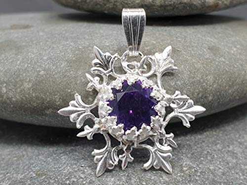 LeoLars-PABE Design Anhänger Schneeflocke mit Amethyst aus 925er Silber, Handarbeit