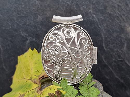 LeoLars-PABE Großes Filigree Medaillon aus 925er Silber, durchbrochenes Muster in Aboriginal Art, 52.8 x 42.1 x 10mm, Unikat, Handarbeit