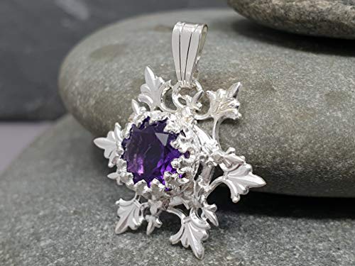 LeoLars-PABE Design Anhänger Schneeflocke mit Amethyst aus 925er Silber, Handarbeit
