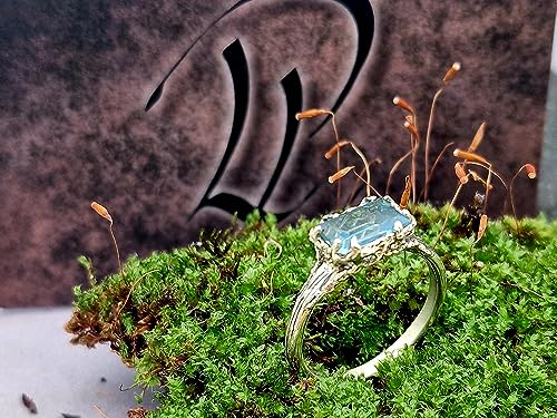 LeoLars-PABE Aquamarin Design Ring, Gr. 59, aus 585er Gelbgold im organischen Wurzel und Holz Design, Unikat, Handarbeit