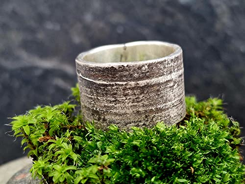 LeoLars-PABE Bambus Design Ring aus 925er Silber, Gr.62, aus echten Bambusblättern, teilgeschwärzt, Unikat, Handarbeit