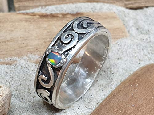 LeoLars-PABE Opal Ring aus 925er Silber mit Lightning Ridge Opal, Gr.63, Unikat, Handarbeit