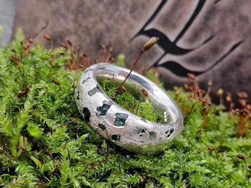 LeoLars-PABE Sandguss Design Ring, Gr.54 (17,2), aus 925er Silber mit eingegossenen echten blauen Saphiren, Unikat, Handarbeit