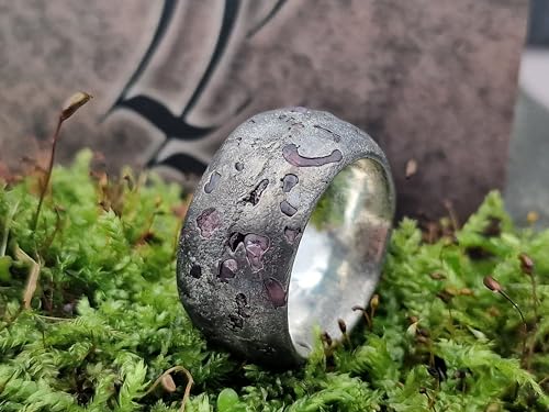 LeoLars-PABE Sehr massiver Spinell Sandguss Design Ring, Gr.60 (19), aus 925er Silber mit eingegossenen Spinell Rohsteinen, teilgeschwärzt, Unikat, Handarbeit