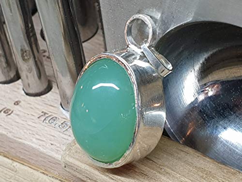 LeoLars-PABE Chrysopras Anhänger aus 925er Silber, Oval, Unikat, Handarbeit