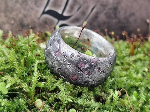 LeoLars-PABE Sehr massiver Spinell Sandguss Design Ring, Gr.60 (19), aus 925er Silber mit eingegossenen Spinell Rohsteinen, teilgeschwärzt, Unikat, Handarbeit