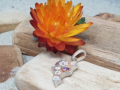 LeoLars-PABE 925er Silber Anhänger mit Pfötchen und Amethyst, Pfote, Unikat, Handarbeit