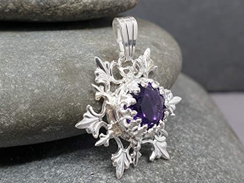 LeoLars-PABE Design Anhänger Schneeflocke mit Amethyst aus 925er Silber, Handarbeit