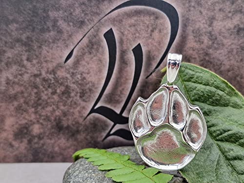 LeoLars-PABE Hunde Pfote Anhänger, aus 925er Silber, Pfötchen, Tatze, Anhänger 31.6 x 20.4 x 4.7mm, starre Schlaufe, Unikat, Handarbeit